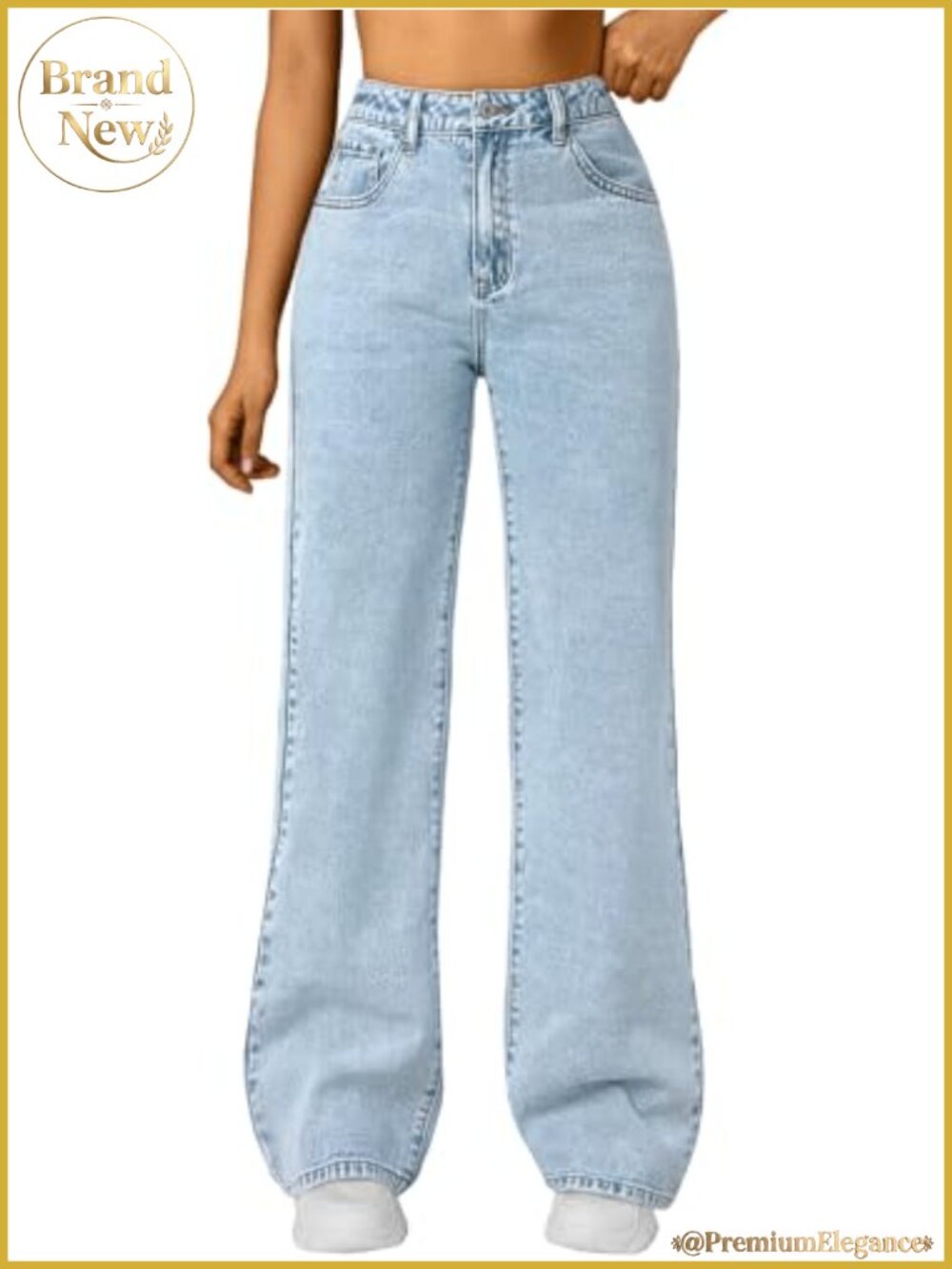 High Waisted Straight Wide Leg Jeans Stretch Baggy Pants